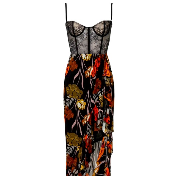 Katie May | 70s Floral Lace Corset Bustier Ruffle Midi size S _ NWT - 🌺 - Picture 1 of 4